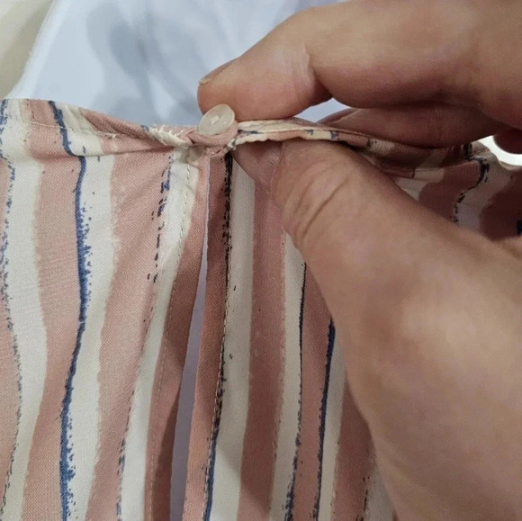 LUSH Pink White Striped Swing Dress L – Boho Minimalist Office Old Money Chic - Picture 4 of 8